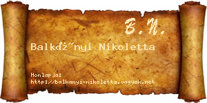 Balkányi Nikoletta névjegykártya