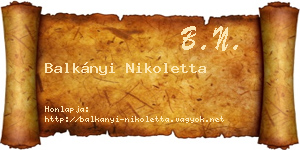 Balkányi Nikoletta névjegykártya